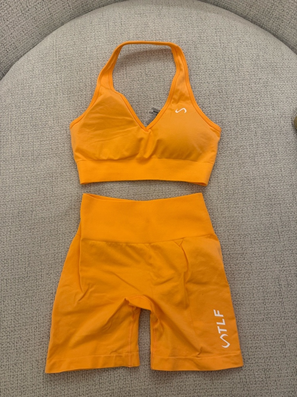 TLF Seamless Sports Bra & Biker Short Set - Orange